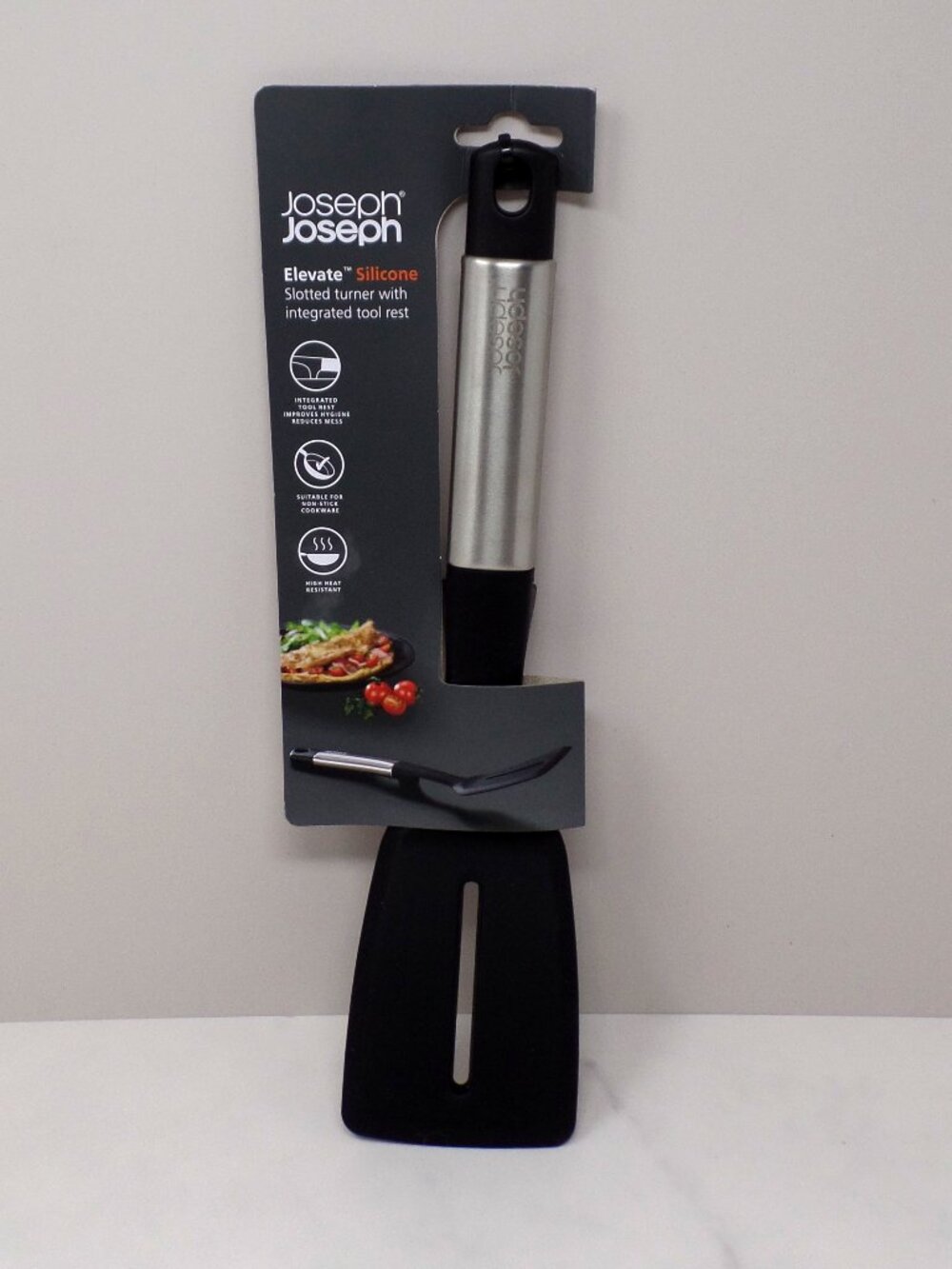 Joseph Joseph Elevate Silicone Slotted Turner with Integrated Tool Rest - Black